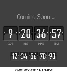 Flip Coming Soon, Countdown Timer Template. Vector.