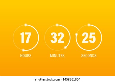 Flip countdown clock counter timer. Vector time remaining count down flip board with scoreboard of day, hour, minutes and seconds for web page upcoming event template design.