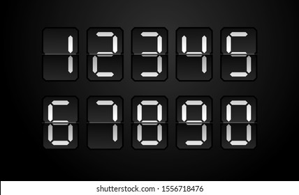 Flip countdown clock - time remaining mechanical display with digits from 0 to 9 - vector scoreboard