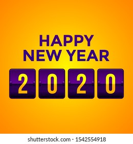 Flip Countdown Metallic Text Happy New Year Flat Design Vector