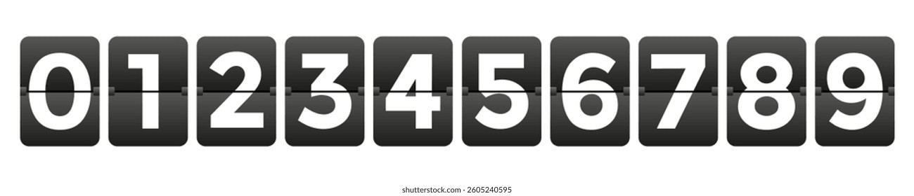 Flip countdown numbers in retro style. Clock countdown display. Flipboard scoreboard