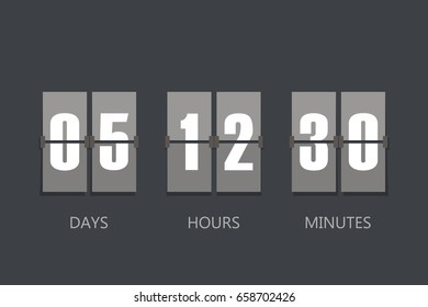 Flip Countdown timer. Flat style, sign vector illustration