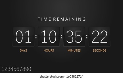 Flip countdown timer template. Vector.