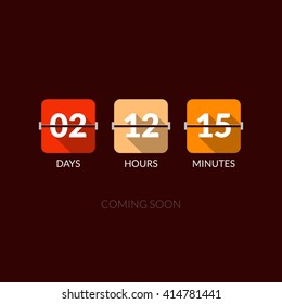 Flip Countdown timer vector clock counter. Flat style.