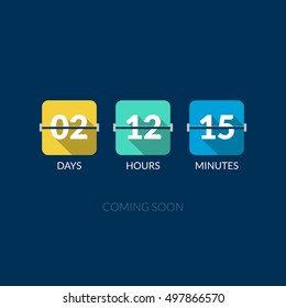 Flip Countdown Timer Vector Clock Counter. Flat Style.