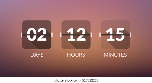 Flip Countdown timer vector clock counter. Flat count down day vector business sign.