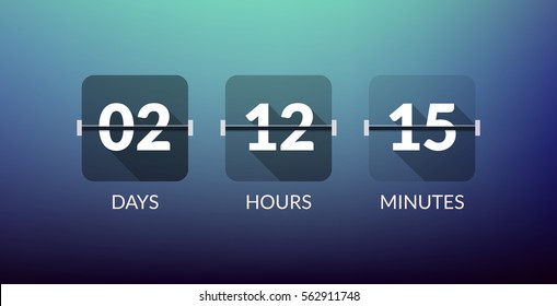 Flip Countdown timer vector clock counter. Flat count down day vector business sign