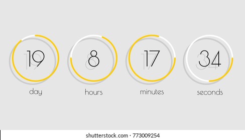 Flip Countdown timer vector clock counter with shadow in flat style