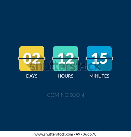 Flip Countdown timer vector clock counter. Flat style.