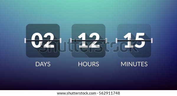 Flip Countdown timer vector clock counter.\
Flat count down day vector business\
sign