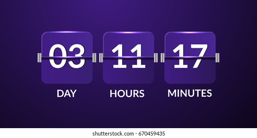 Flip Countdown Timer Violet Design Vector Eps 10