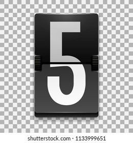 	Flip counter template with number 5; Flip countdown clock counter; White digit on black board