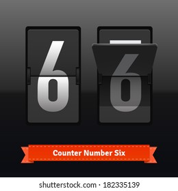 Flip counter template for number six. Highly editable EPS10 interface elements.