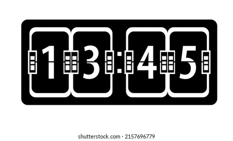 Flip digits clock. Turning over time indicator. Inrerior simple style detailed logo vector illustration isolated. Countdown device. Judgment Day Watch.