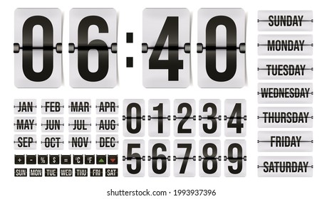 Flip Flap Clock Number Calendar Day Stock Vector (Royalty Free ...