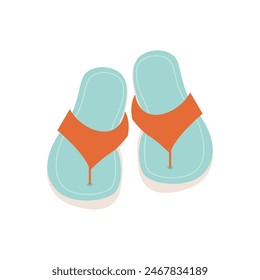 Flip Flop Beach Accessories  Isolated on White Background. Vector Illustration.