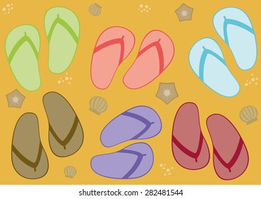 Flip flop beach summer seashell sand vector