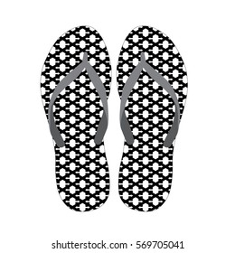 flip flop black and white isolated icon design, vector illustration graphic