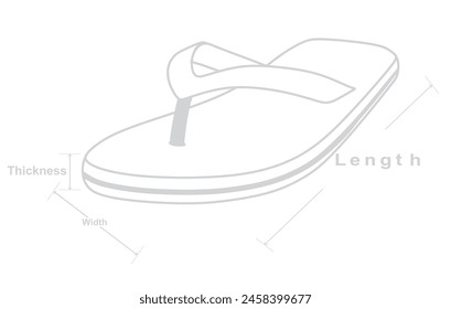 Flip flop  dimensions icon. vector illustration