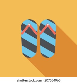 flip flop flat icon with long shadow