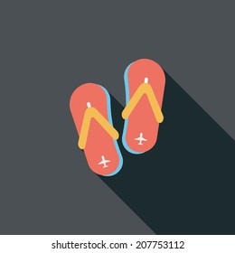 flip flop flat icon with long shadow