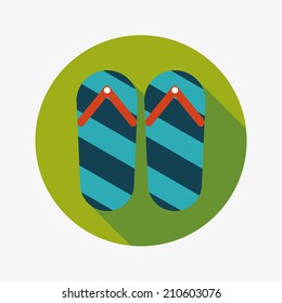 flip flop flat icon with long shadow