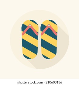 flip flop flat icon with long shadow
