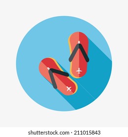 flip flop flat icon with long shadow