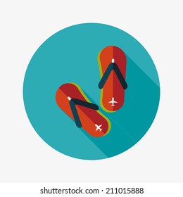 flip flop flat icon with long shadow