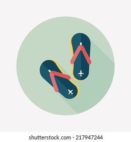 flip flop flat icon with long shadow
