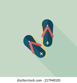 flip flop flat icon with long shadow