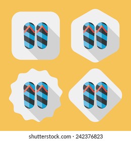flip flop flat icon with long shadow,eps10