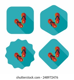 flip flop flat icon with long shadow