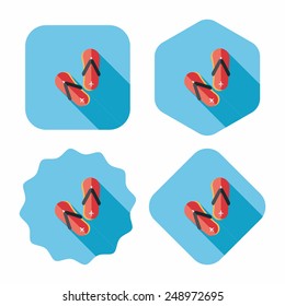 flip flop flat icon with long shadow