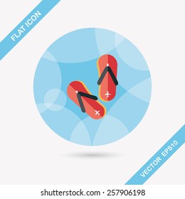 flip flop flat icon with long shadow