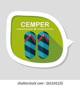 flip flop flat icon with long shadow,eps10