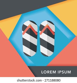 flip flop flat icon with long shadow,eps10