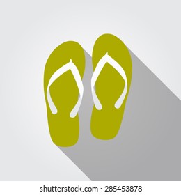 Flip Flop Flat Icon with Long Shadow, Vector Illustration Eps10