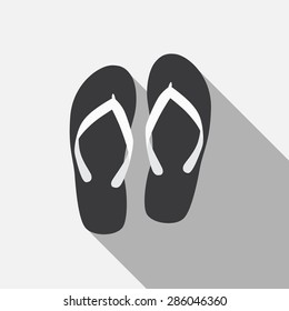 Flip Flop Flat Icon With Long Shadow, Vector Illustration Eps10

