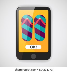 flip flop flat icon with long shadow,eps10