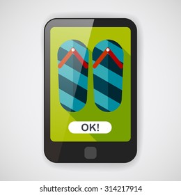 flip flop flat icon with long shadow,eps10
