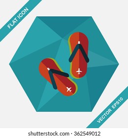 flip flop flat icon with long shadow