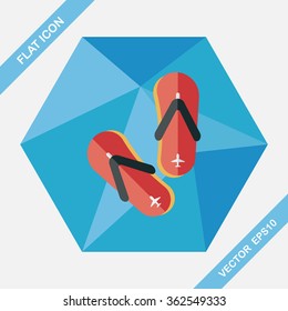 flip flop flat icon with long shadow