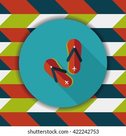flip flop flat icon with long shadow