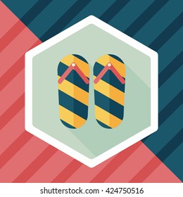 flip flop flat icon with long shadow,eps10