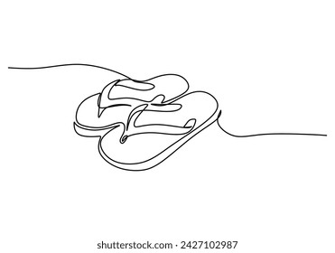 Flip Flop Foot Sandals in continuous one Line drawing