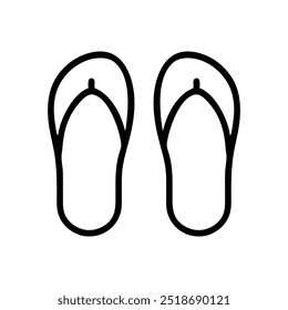 Flip flop icon. Black linear flip flop icon isolated on white background. Vector illustration