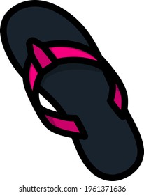 Flip Flop Icon. Editable Bold Outline With Color Fill Design. Vector Illustration.