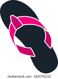 Flip Flop Icon. Flat Color Design. Vector Illustration.
