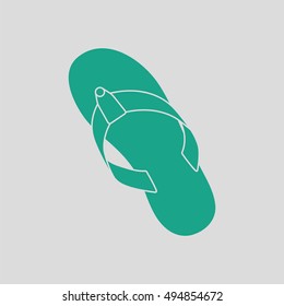 Flip flop icon. Gray background with green. Vector illustration.